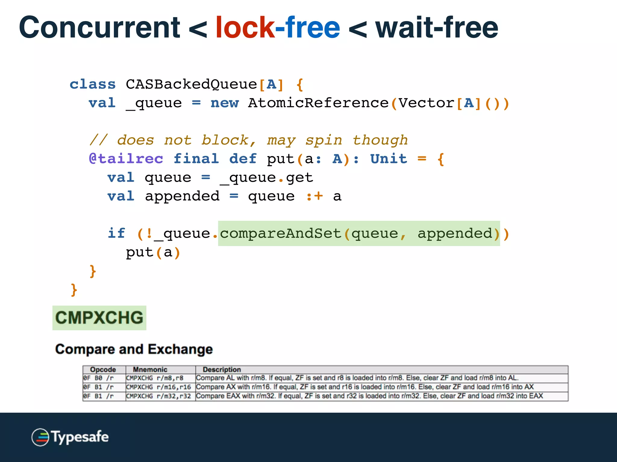 Concurrent < lock-free < wait-free
“concurrent” data structure
 
