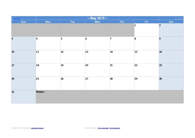calendar may 2015 template
