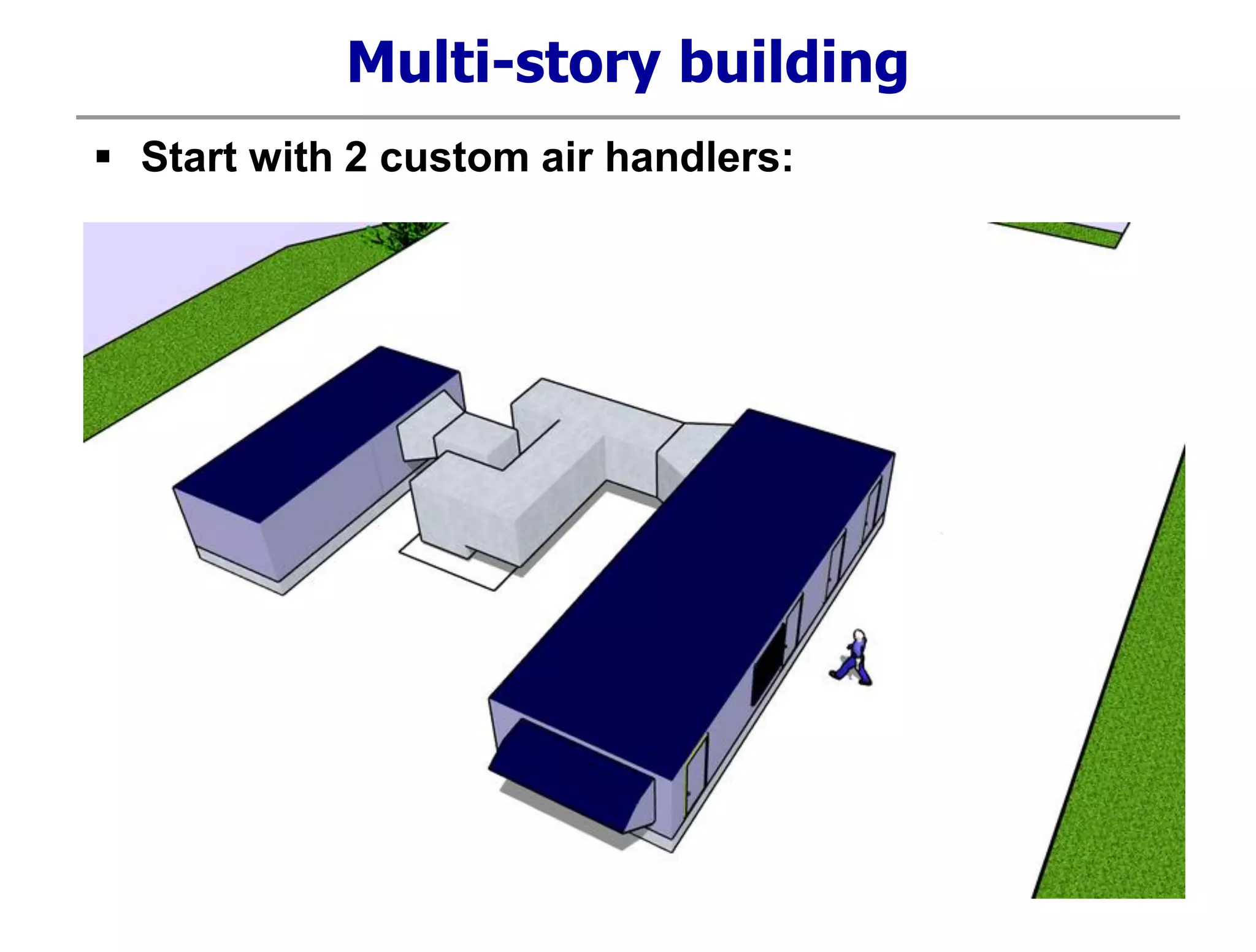 Multi-story building
 Start with 2 custom air handlers:
 