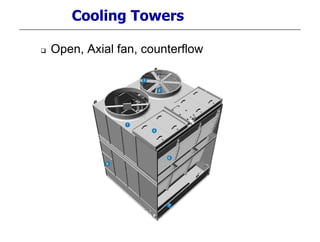 Cooling Towers
 Open, Axial fan, counterflow
 