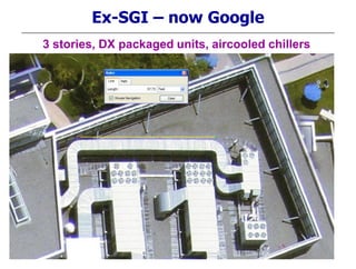 Ex-SGI – now Google
3 stories, DX packaged units, aircooled chillers
 
