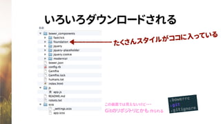 いろいろダウンロードされる
この画面では見えないけど・・・
Gitのリポジトリとかも 作られる
たくさんスタイルがココに入っている
 