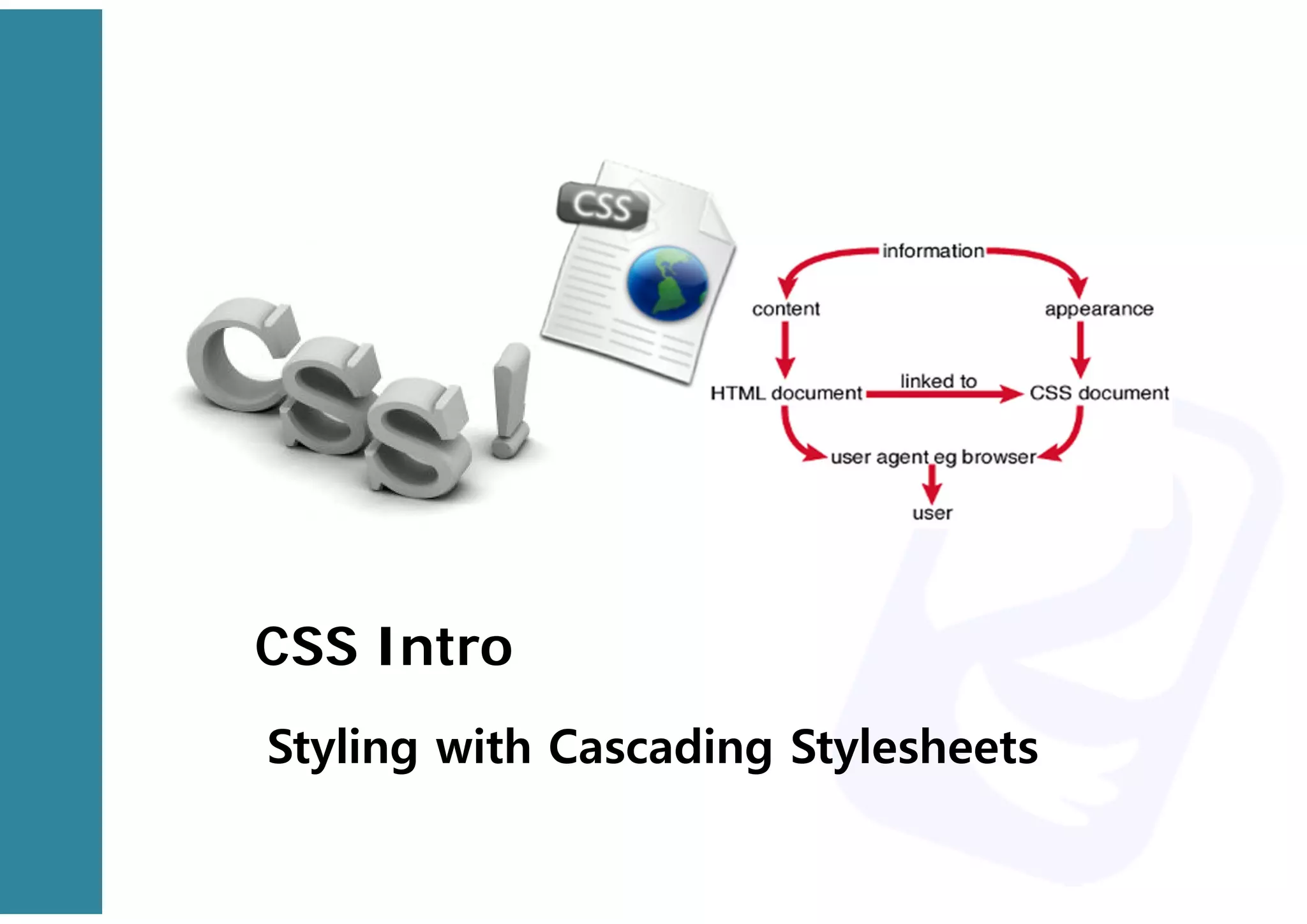 CSS Intro
Styling with Cascading Stylesheets
 