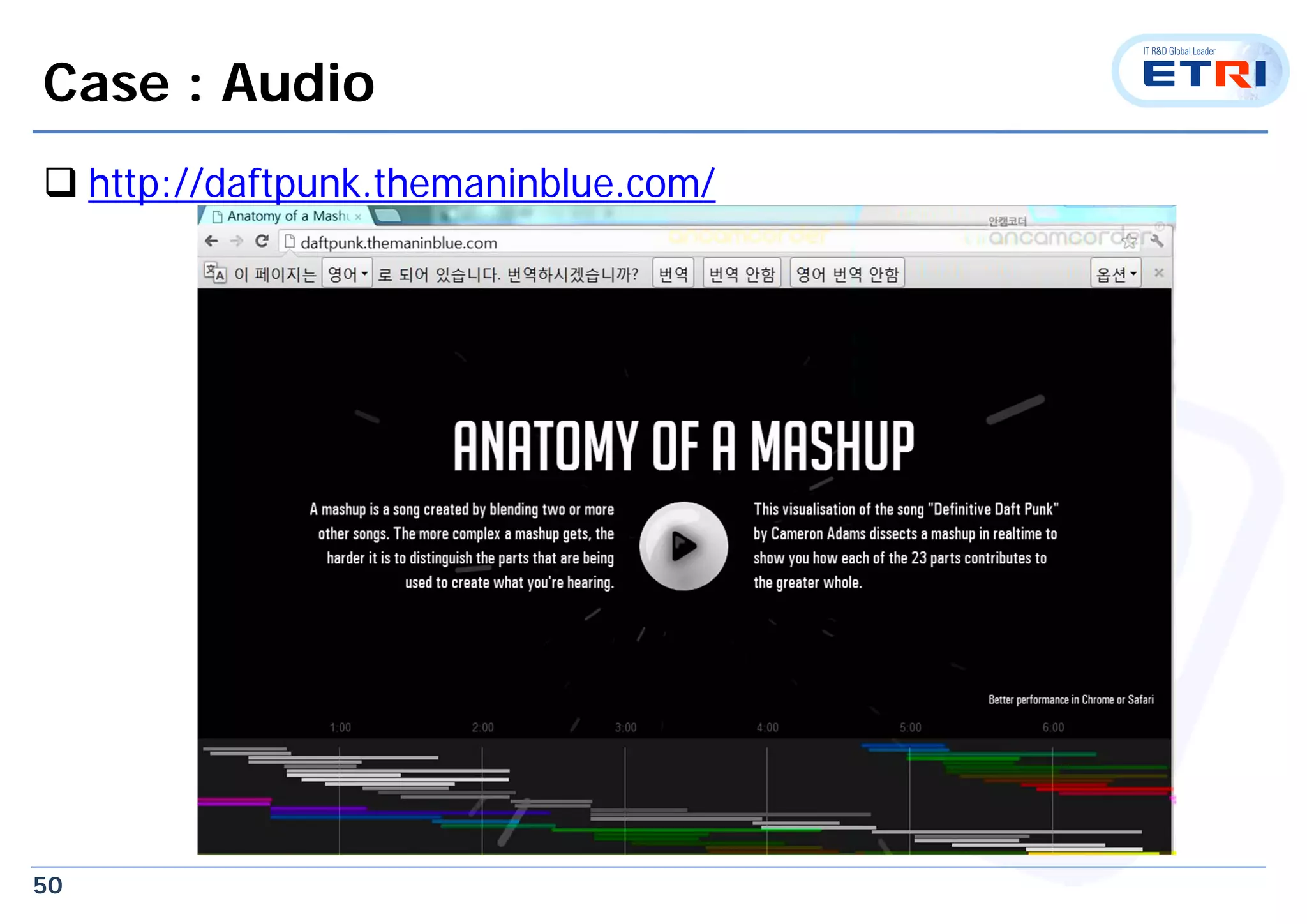 50
Case : Audio
 http://daftpunk.themaninblue.com/
 