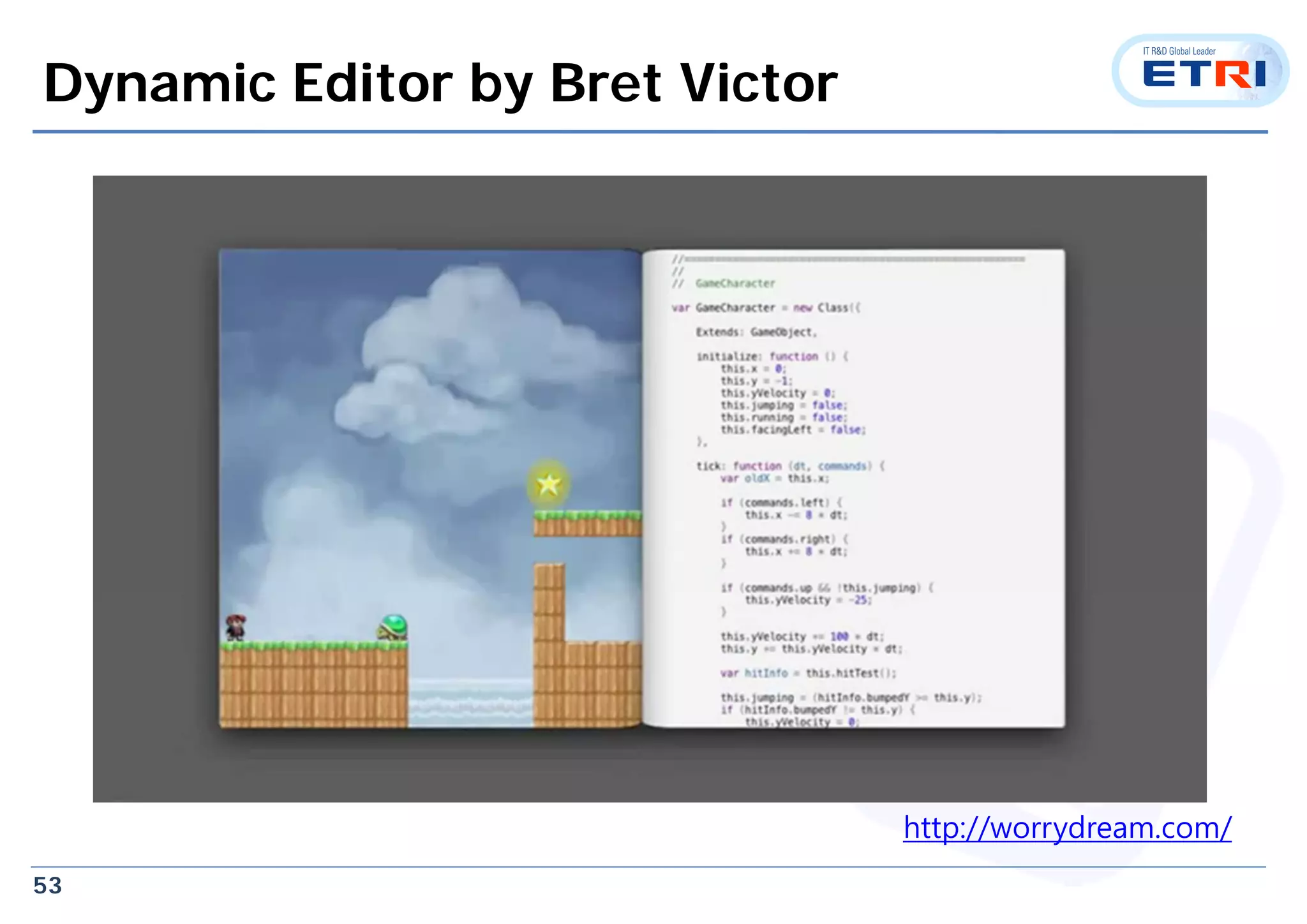53
Dynamic Editor by Bret Victor
http://worrydream.com/
 