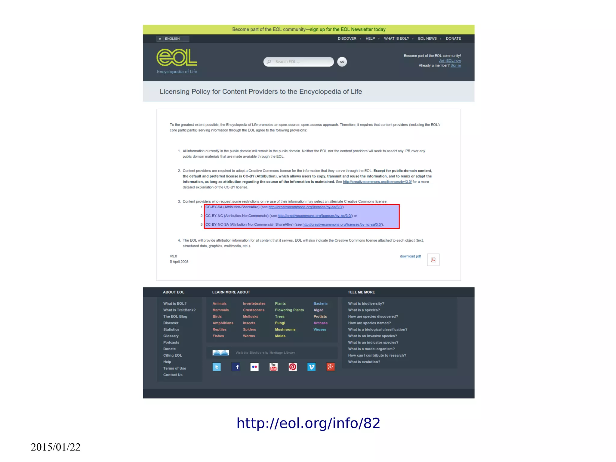 2015/01/22
http://eol.org/info/82
 