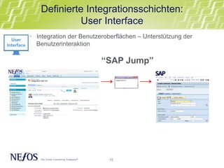 15
Definierte Integrationsschichten:
User Interface
“SAP Jump”
•  Integration der Benutzeroberflächen – Unterstützung der
Benutzerinteraktion
 