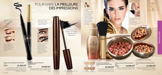 ‫أو‬ ‫اﻟﻮﺟﺔ‬ ‫ﺑﻮدرة‬ ‫ﻟﻮﺿﻊ‬ ‫ﻟﻠﻄﻲ‬ ‫اﻟﻘﺎﺑﻠﺔ‬ ‫ﻏﻮﻟﺪ‬ ‫ﺟﻴﻮرداين‬ ‫ﻓﺮﺷﺎة‬
.‫ﺳﻢ‬ 12 ‫وﺑﻄﻮل‬ ،‫ﺳﻢ‬ 2.3 ‫.ﻗﻄﺮﻫﺎ‬ ‫ذﻫﺒﻴﺔ‬ ‫أﻧﺎﻗﺔ‬ ‫ذات‬ .‫اﻟﺨﺪود‬
ብ Brosse spéciale Poudre Giordani
Gold
23258 16,900 DT
‫ﻧﺘﻴﺠﺔ‬ ‫و‬ ‫ﻃﺒﻴﻌﻲ‬ ‫ﻹﴍاق‬ ‫ﻏﻮﻟﺪ‬ ‫ﺟﻴﻮرداين‬ ‫اﻟﺨﺪود‬ ‫أﺣﻤﺮ‬ ‫ﻛﻮﻳﺮات‬
‫اﻟﻮﺟﻪ‬ ‫ﺗﻌﻄﻲ‬ ‫اﻟﺘﻲ‬ ‫اﻟﺴﻴﻠﻴﻜﺎ‬ ‫اﳌﻴﻜﺎ‬ ‫مبﻌﺎدن‬ ‫ﻏﻨﻴﺔ‬ .‫ﺷﻮاﺋﺐ‬ ‫ﺑﺪون‬
.‫اﻟﻌﻴﻮب‬ ‫ﻹﺧﻔﺎء‬ ‫اﻟﻼزﻣني‬ ‫اﻹﴍاق‬ ‫و‬ ‫اﻹﺿﺎءة‬
ቦ Perles Bronzantes Giordani Gold
25 g
42,900 DT
Tout d’abord, couvrez vos
cils supérieurs avec le
mascara Longueur
Suprême Giordani Gold
pour une longueur et une
déﬁnition extrêmes.
Ensuite, faites la même
chose sur vos cils inférieurs
avec des mouvements
vers le haut.
POUR FAIRE LA MEILLEURE
DES IMPRESSIONS
9 femmes sur 10
déclarent qu’il déﬁnit
et sépare les cils
visiblement*
9 femmes sur 10
déclarent qu’il déﬁnit
et sépare les cils
Tout d’abord, couvrez vos
Suprême Giordani Gold
pour une longueur et une
chose sur vos cils inférieurs
POUR FAIRE LA MEILLEURE
DES IMPRESSIONS
déclarent qu’il déﬁnit
et sépare les cils
visiblement*
9 femmes sur 10
déclarent qu’il déﬁnit
et sépare les cils
POUR FAIRE
Pour une ligne ﬁne et
discrète, utilisez le bord
étroit de l’eye-liner
Giordani Gold Calligraphy.
Pour une ligne plus
glamour, utilisez le bord
plus épais.
Super brosse à poils
ultra-ﬁns tout autour
de la brosse pour une
longueur suprême
Un bout biseauté
pour une déﬁnition
plus adaptée
ባ Mascara Longueur Suprême
Giordani Gold
8 ml
24097 29,900 DT
±UßJU¸«§Ou¸œ≤wÇu∞b,¢πFq¸±u®Ø©u¥KW°HCq≠d®U¢NU
«∞LLOe…ËÅOGW∞OºOu≠OdÍ«∞∑w¢Lb«∞d±u‘Ë¢Lú≥U±s√Ë‰
≈ß∑FLU‰
ቢ Eye Liner Calligraphy Giordani Gold
0.8 ml
30772 22,900 DT
‫اﻟﻌﻴﻨني‬ ‫ﻟﺘﺨﻄﻴﻂ‬ ‫وﻣﺴﺘﺪق‬ ‫ﻣﺸﻄﻮف‬ ‫ﺑﻄﺮف‬ ‫اﻟﻌني‬ ‫ﻣﺤﺪد‬ ‫ﻳﺘﻤﻴﺰ‬
ً‫رﺳام‬ ‫ميﻨﺤﻚ‬ ‫اﻷﺳﻮد‬ ‫وﻣﺨﺼﺺ.اﻟﻜﺤﻞ‬ ‫وأﻧﻴﻖ‬ ‫ﻣﺘﻘﻦ‬ ‫ﺑﺸﻜﻞ‬ ‫وﺗﺤﺪﻳﺪﻫام‬
‫ﺗﻌﻄﻴﻚ‬ LashVital Complex ‫ﻟﻠﻌﻴﻨني.وﺗﺮﻛﻴﺒﺔ‬ ‫ًﺎ‬‫ﻔ‬‫ﻛﺜﻴ‬ ‫ًﺎ‬‫ﻄ‬‫وﺗﺨﻄﻴ‬ ‫ﺎ‬ً‫ﺳﻠﺴ‬
‫ﻣﻞ‬ 0.8 .‫ﺟﺎذﺑﻴﺔ‬ ‫وأﻛرث‬ ‫أﻗﻮى‬ ‫ﺎ‬ً‫رﻣﻮﺷ‬
Commencez votre
maquillage avec le fond de
teint minéral
thérapeutique puis
appliquez les Perles
Bronzantes Giordani Gold
pour un ﬁni parfait.
23258
Brosse spéciale Poudre Giordani
Gold
16,900 DT
ቦ Perles Bronzantes Giordani Gold
25 g
42,900 DT
ብ Brosse spéciale Poudre Giordani
Gold
Bronzantes Giordani Gold
pour un ﬁni parfait.
.‫ﺻﺤﻲ‬ ‫و‬ ‫ﻃﺒﻴﻌﻲ‬ ‫ﳌﻜﻴﺎج‬ .‫ﻏﻮﻟﺪ‬ ‫ﺟﻴﻮرداين‬ ‫اﻷﺳﺎس‬ ‫ﻛﺮﻳﻢ‬
‫ﻋﲆ‬ ‫اﻟﺘﻌﺐ‬ ‫ﻣﻈﻬﺮ‬ ‫ﻟﺘﺨﻔﻴﻒ‬ ‫ﻣﺮﻃﺒﺔ‬ ‫و‬ ‫ﻣﻐﺬﻳﺔ‬ ‫ﺗﺮﻛﻴﺒﺔ‬
.‫اﻟﺸﻤﺲ‬ ‫أﺷﻌﺔ‬ ‫ﻣﻦ‬ ‫ﻟﻠﺤامﻳﺔ‬ ‫ﻋﺎﻣﻞ‬ ‫ﻋﲆ‬ ‫ﻳﺤﺘﻮي‬ .‫اﻟﺒﴩة‬
ቤ Fond de Teint Minéral
Thérapeutique Giordani Gold
30 ml
42,900 DT
25377
Light Ivory
25376
Porcelain
25378
Natural Beige
25379
Golden Beige
216
33
N
aturalBronze
21632 Natural Ra
diance
30 maquillage
ቤ
ባ
ቢ
ቦ
ብ
*Test consommatrices sur 97 femmes
31
MAQUILLAGE
LES MINÉRAUX
MARINS
Les minéraux marins
sont reconnus pour
leurs propriétés
rajeunissantes et
revitalisantes. Riches
en anti-oxydants, ils
aident à protéger
contre les signes de
vieillissement
et de fatigue.
 