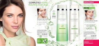 ቢ ባ
8 soins de la peau
ባ Tonique Perfecteur Ecollagen
Une alliance haute performance à base
d’extrait de Cellules Souches de Plantes et
d’Acides hydroxy pour rafraîchir et exfolier la
peau. 200 ml
30139 22,900 DT
‫ﻣﻨﻌﺶ‬ ،‫اﻟﻨﺒﺎﺗﻴﺔ‬ ‫اﻟﺠﺬﻋﻴﺔ‬ ‫اﻟﺨﻼﻳﺎ‬ ‫مبﺴﺘﺨﻠﺼﺎت‬ ‫إﻳﻜﻮﻻﺟني‬ ‫ﻣﻨﺸﻂ‬
‫اﻟﺒﴩة‬ ‫ﺧﻼﻳﺎ‬ ‫ﻟﺘﺠﺪﻳﺪ‬ ‫وﻣﺤﻔﺰ‬ ‫اﳌﻴﺘﺔ‬ ‫ﻟﻠﺨﻼﻳﺎ‬ ‫ﻣﺰﻳﻞ‬ ،‫ﻟﻠﺒﴩة‬
‫اﻟﻘﻄﻦ‬ ‫ﺑﺈﺳﺘﻌامل‬ ‫اﻟﻮﺟﻬﻪ‬ ‫ﺑﻪ‬ ‫ميﺴﺢ‬ .‫ﺗﺠﺎﻋﻴﺪﻫﺎ‬ ‫ﻣﻦ‬ ‫ﻟﻠﺘﻘﻠﻴﻞ‬
‫ﻣﺮﻃﺒﺔ‬ ،‫ﻣﻨﻈﻔﺔ‬ ‫ﺑﺨﺼﺎﺋﺺ‬ ‫إﻳﻜﻮﻻﺟني‬ ‫ﺛﻼيث‬ ‫ﻣﻨﻈﻒ‬
.‫اﳌﺎﻛﻴﺎج‬ ‫و‬ ‫اﻟﺸﻮاﺋﺐ‬ ‫ﺟﻤﻴﻊ‬ ‫ﻹزاﻟﺔ‬ ‫ﻟﻠﺘﺠﺎﻋﻴﺪ‬ ‫وﻣﻀﺎدة‬
‫اﻟﺒﴩة‬ ‫أﻧﻮاع‬ ‫ﻟﺠﻤﻴﻊ‬
ቢ Nettoyant Triple Ecollagen
Produit aux propriétés nettoyantes,
hydratantes et anti-rides, pour
éliminer tous types d’impuretés et de
maquillage. 200 ml
30140 25,900 DT
Tonique rafraîchissant léger
A base de AHA (acides alpha-
hydrodxylés) qui exfolie et
renouvelle votre peau.
Avec de l’extrait de
cellules souches végétales
Tonique perfecteur de teint
Hydrate et nourris
la peau
Retire le maquillage
Nettoie en profondeur
Nettoyant triple action
COMPLÉTEZ VOTRE
ROUTINE ANTI-ÂGE
Lancement exclusif
ESSAYEZ
LE MAINTENANT!
NOUVEAU
FORMULE
BIPHASÉE
Bien mélanger
avant utilisation
‫اﻟﺒﴩة‬ ‫أﻧﻮاع‬ ‫ﻟﺠﻤﻴﻊ‬
PLUS DE
PRODUITS
ECOLLAGEN
PAGE 47
Pour tout type de peau35+
 