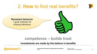 Public
Corporate HR Development & Organizational Development
2. How to find real benefits?
competence – builds trust
Febru...