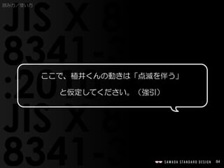 84
ここで、植井くんの動きは「点滅を伴う」
と仮定してください。（強引）
読み方／使い方
 