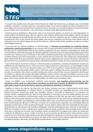 Sindicato de Traballadoras e Traballadores do Ensino de Galiza
www.stegsindicato.org steg@stegsindicato.org
VAISE EMBORA U...