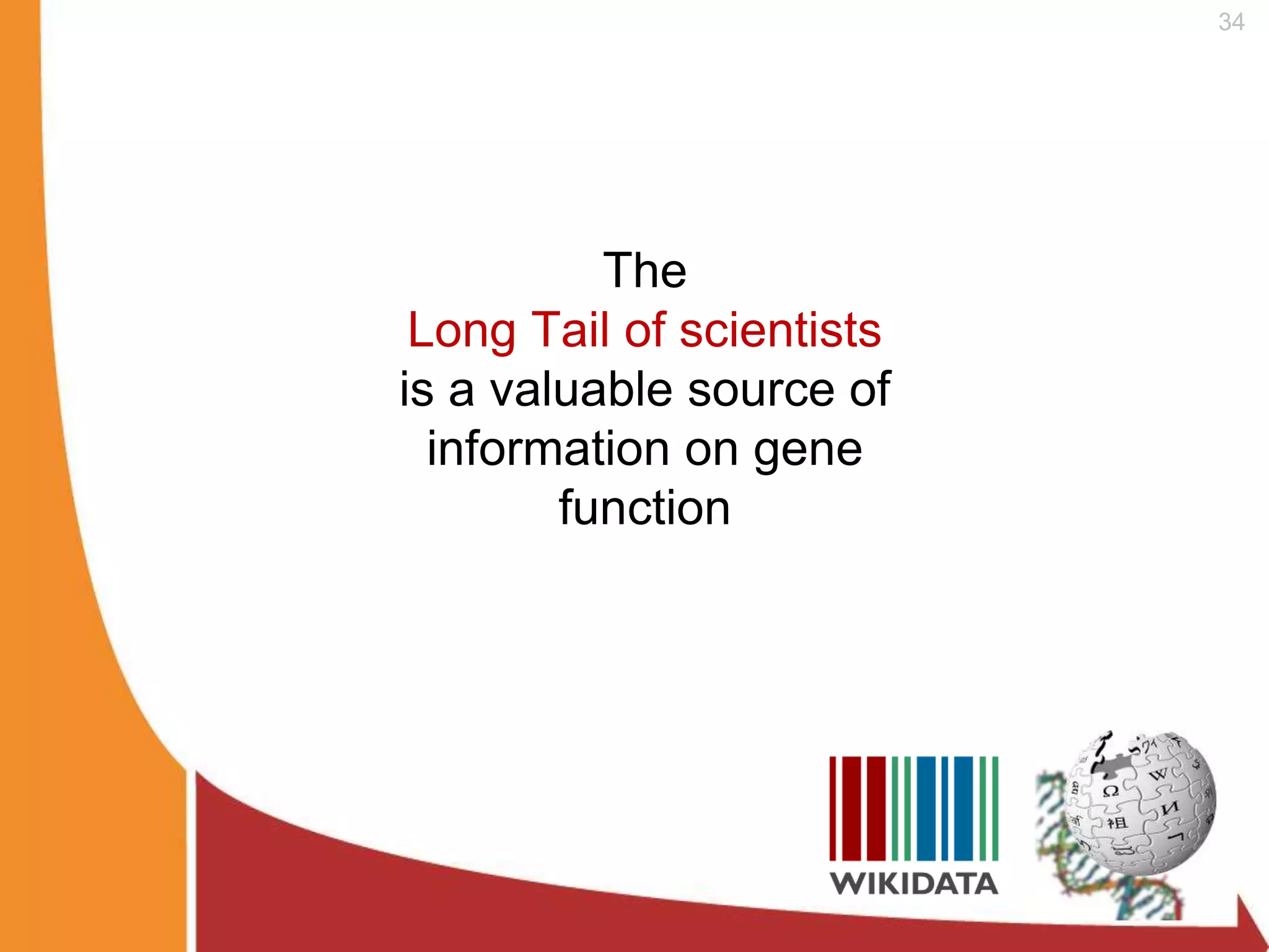 The
Long Tail of scientists
is a valuable source of
information on gene
function
34
 