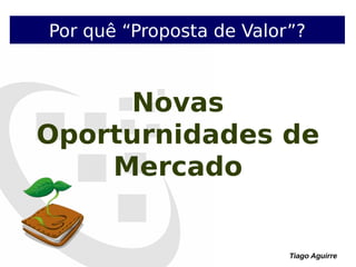 Tiago Aguirre
Por quê “Proposta de Valor”?
Novas
Oporturnidades de
Mercado
 