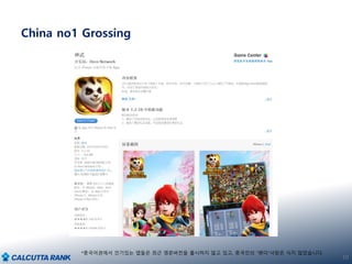 China no1 Grossing
10
*중국어권에서 인기있는 앱들은 최근 영문버전을 출시하지 않고 있고, 중국인의 “팬더”사랑은 식지 않았습니다.
 
