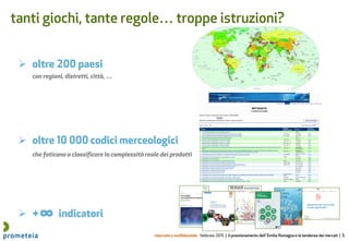 riservato e confidenziale febbraio 2015 | il posizionamento dell’ Emilia Romagna e le tendenze dei mercati | 5
tanti giochi, tante regole… troppe istruzioni?
 oltre 200 paesi
 oltre 10 000 codici merceologici
 + indicatori
con regioni, distretti, città, …
che faticano a classificare la complessità reale dei prodotti
∞
 
