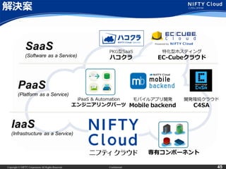 Copyright © NIFTY Corporation All Rights Reserved. Confidential 45
解決案
 