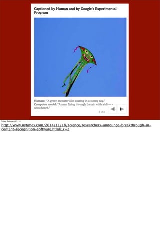 Has the object been
thoroughly researched
to gather all possible
information to make
sure that no one is going
to come back and ask us
a question about it?
LUCINDA BLASER
Friday, February 27, 15
We can also do less with our metadata.
While many libraries and museums feel that we could never, ever release data to the public
that wasn’t as good as we could possibly make it, in fact many of our patrons would be better
served by partial, imperfect data that they can see instead of perfect data that doesn’t exist.
[speak to context of quote.]
http://www.r2.co.nz/20111129/lucinda-b.htm
 