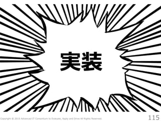 Copyright © 2015 Advanced IT Consortium to Evaluate, Apply and Drive All Rights Reserved.
実装
115
 