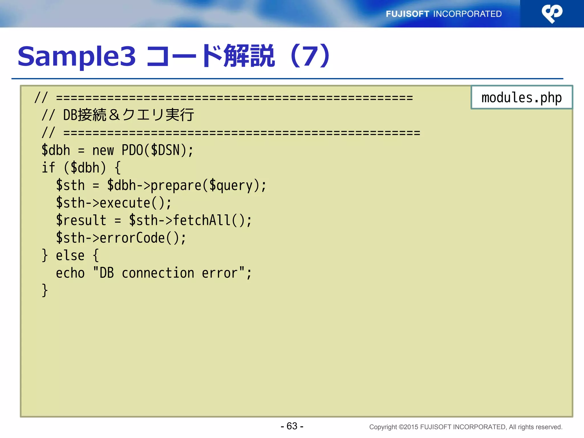 Copyright ©2015 FUJISOFT INCORPORATED, All rights reserved.
PostgreSQLのネットワークアドレス型
- 63 -
 