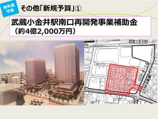 その他「新規予算」①
武蔵小金井駅南口再開発事業補助金
（約4億2,000万円）
 