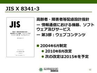 JIS X 8341-3
h?Ϻߵ]OӋָ
` ͨŤˤCե
ӥ`ӥ
` 3֥ƥ
? 20046ƶ
? 20108¸Ķ
? ΤθĶ2015趨
52
 