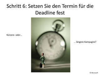 Schritt 6: Setzen Sie den Termin für die
Deadline fest
© Microsoft
Kürzere- oder…
… längere Kampagne?
 