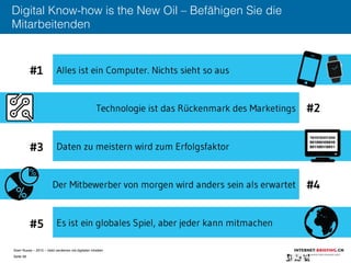 Sven Ruoss – 2015 – Geld verdienen mit digitalen Inhalten 
Seite 58"
Digital Know-how is the New Oil – Befähigen Sie die
Mitarbeitenden
 