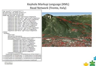 Keyhole Markup Language (KML)
Road Network (Trento, Italy)
19
 