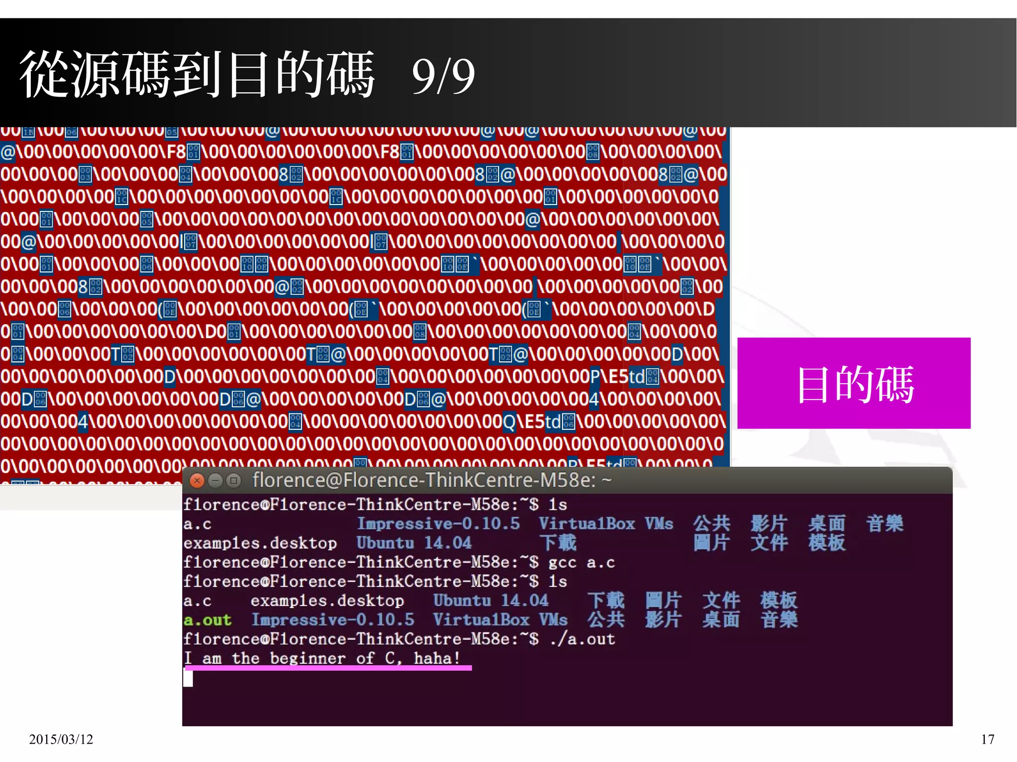 2015/03/12 17
從源碼到目的碼 9/9
目的碼
 