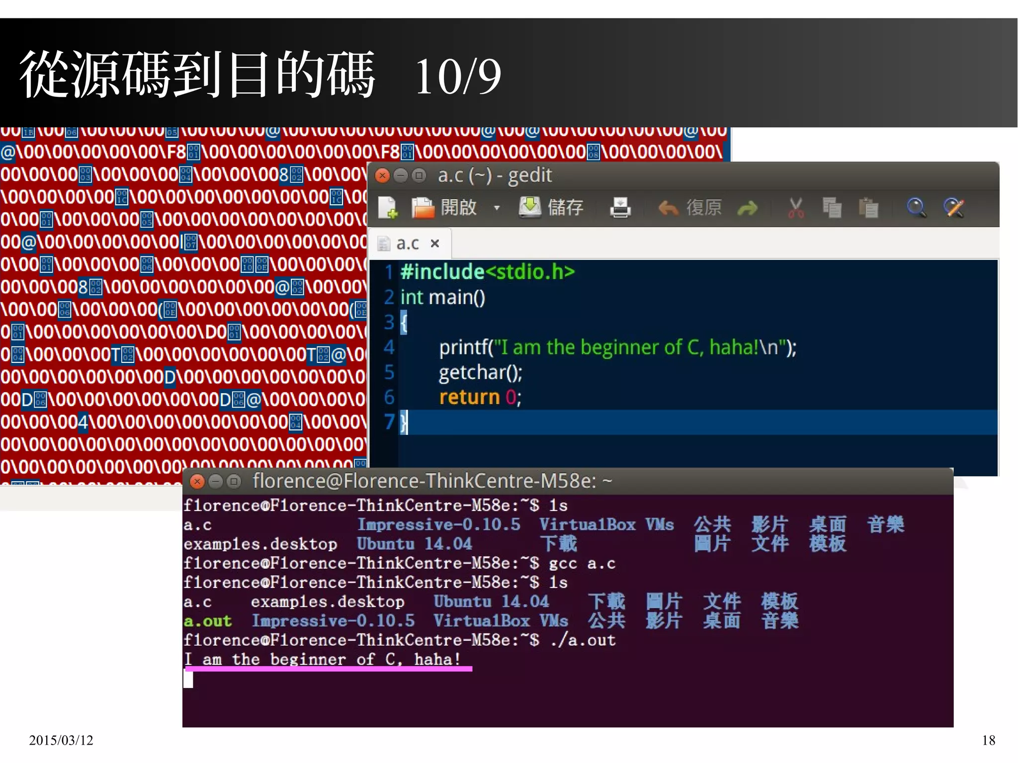 2015/03/12 18
從源碼到目的碼 10/9
 