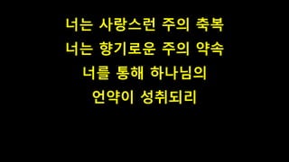 너는 사랑스런 주의 축복
너는 향기로운 주의 약속
너를 통해 하나님의
언약이 성취되리
 