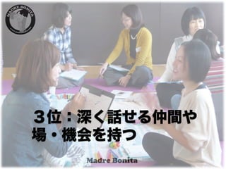 ３位：深く話せる仲間や
場・機会を持つ
 