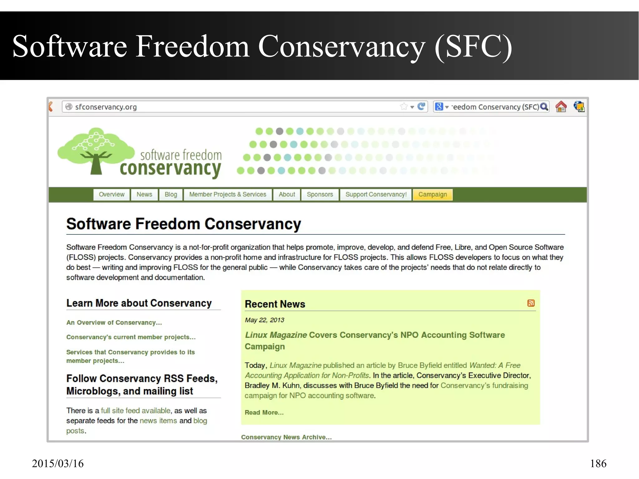 2015/03/16 186
Software Freedom Conservancy (SFC)
 