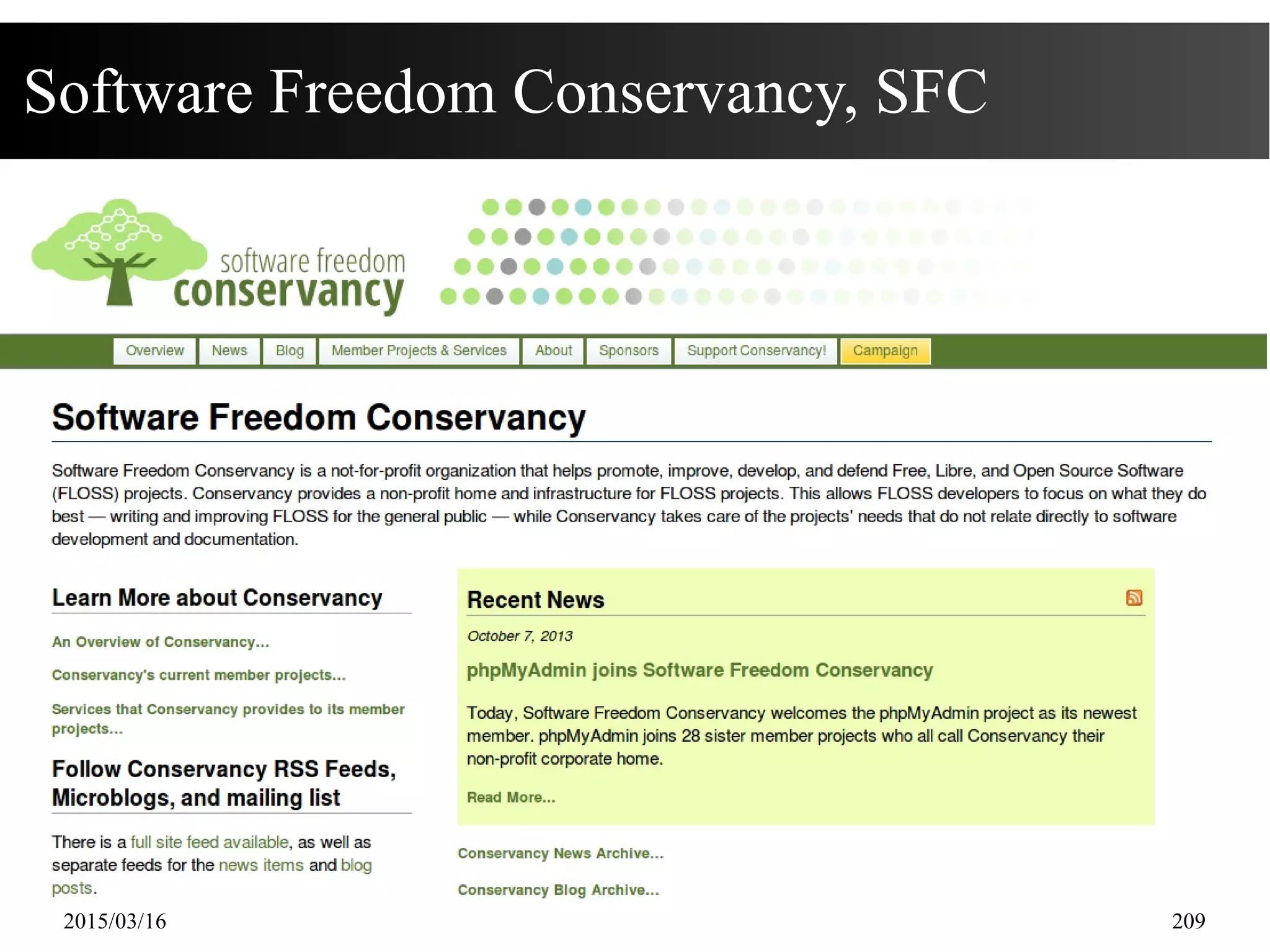 2015/03/16 209
Software Freedom Conservancy, SFC
 