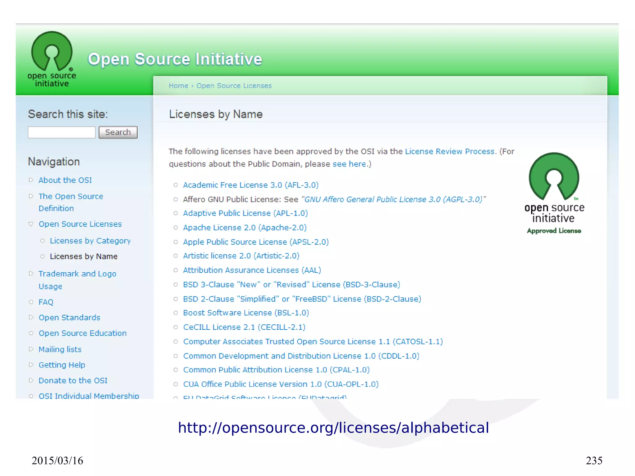 2015/03/16 235
http://opensource.org/licenses/alphabetical
 