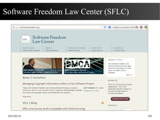 2015/03/16 185
Software Freedom Law Center (SFLC)
 