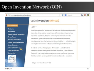 2015/03/16 192
Open Invention Network (OIN)
 