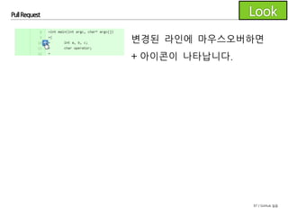 97 / GitHub 실습
Pull Request
해당 라인에 댓글을 추가할 수 있습니다.
 