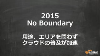 2015
No Boundary
用途、エリアを問わず
クラウドの普及が加速
 
