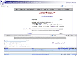 13
Interdisciplinary Research through Scientometrics Guillaume Cabanac
 