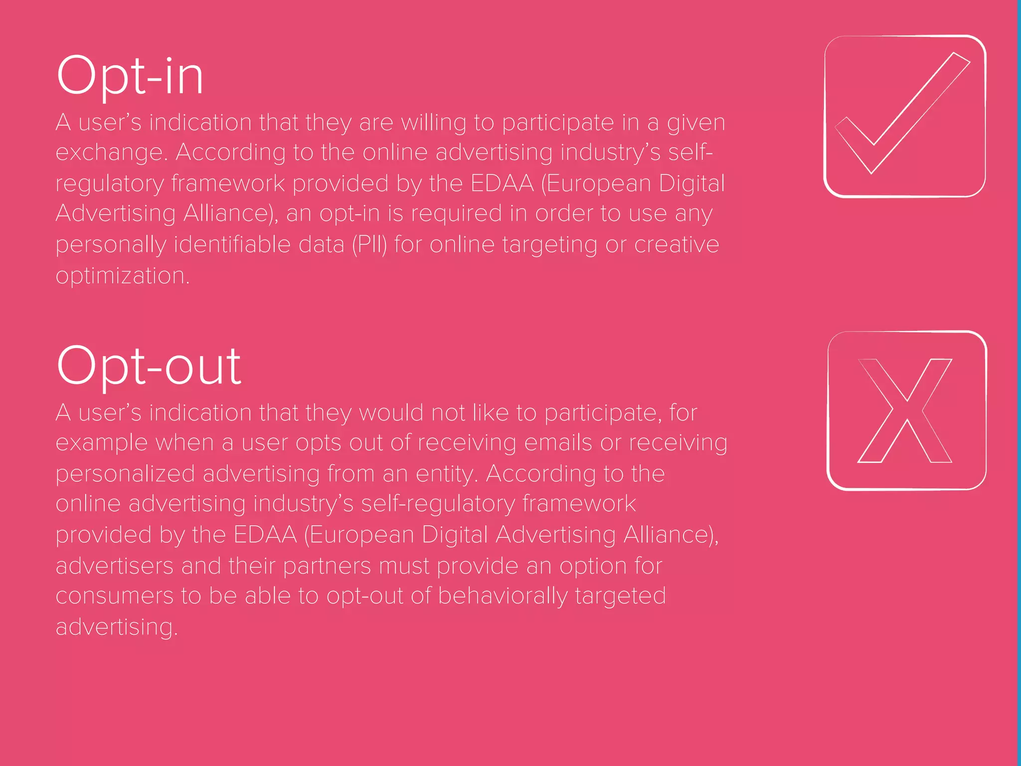 HTML5
Core technology markup language of the Internet used for structuring
and presenting content for the World Wide Web. Unlike Flash, which
requires the installation of Adobe’s proprietary browser plugin, HTML5
is the one open, industry-standard, universal format for building dynamic
online creative.
 