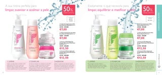 CUIDADOSDOROSTOwww.oriﬂame.pt
ቤ Creme de Dia Optimals
Oxygen Boost para Pele Oleosa
50 ml.
25198 €25,00
€12,50
ብ Creme de Noite Optimals
Oxygen Boost para Pele Oleosa
50 ml.
25199 €25,00
€12,50
ቢ Gel de Limpeza para Pele
Oleosa Optimals 200 ml.
25258 €14,00
€7,00
ባ Tónico Puriﬁcante para Pele
Oleosa Optimals 200 ml.
25262 €14,00
€7,00
1. LIMPAR 2.TONIFICAR 3.HIDRATAR
Para conseguir uma pele radiante e
perfeitamente limpa, ative o gel de limpeza
com água, diretamente sobre a pele. Espalhe
pelo rosto, massaje e remova com água.
O tónico é essencial no cuidado do rosto: remove as
últimas impurezas, refresca a pele, fecha os poros e
prepara a pele para a aplicação dos cremes de dia e
de noite. Embeba um disco de algodão suave com o
tónico e passe gentilmente o algodão no rosto.
A sua rotina perfeita para
limpar, suavizar e acalmar a pele
Exatamente o que necessita para
limpar, equilibrar e matiﬁcar a pele 50%
DESCONTO
50%
DESCONTO
TODAS AS
IDADES
Pele oleosa
ቤ Creme de Dia Optimals
Oxygen Boost para Pele Seca/
Sensível 50 ml.
25194 €25,00
€12,50
ብ Creme de Noite Optimals
Oxygen Boost para Pele Seca/
Sensível 50 ml.
25195 €25,00
€12,50
ባ Tónico Suavizante para Pele
Seca/Sensível Optimals 200 ml.
26001 €14,00
€7,00
ቢ Leite de Limpeza para Pele
Seca/Sensível Optimals 200 ml.
25210 €14,00
€7,00
1. LIMPAR 2.TONIFICAR 3.HIDRATAR
Um tónico é essencial nos cuidados do rosto.Além
de remover os vestígios de produtos de limpeza
e oleosidade, também refresca a pele, limpa e
atenua os poros, deixando a pele maravilhosamente
protegida.Aplique o tónico num disco de algodão
suave e passe gentilmente pelo rosto.
Limpar a sua pele todas as manhãs e noites
pode parecer óbvio, mas é crucial, caso
pretenda obter a sua pele ideal. Limpe
primeiro e depois toniﬁque. Escolha a limpeza
e tónico especíﬁcos para o seu tipo de pele.
TODAS AS
IDADES
Pele seca
e sensível
Aplique o Creme de Dia Optimals Oxygen
Boost para pele oleosa de manhã, sobre a
pele limpa e toniﬁcada. Repita o processo à
noite com o Creme de Noite e irá desfrutar
de uma pele equilibrada e matiﬁcada 24
horas por dia.
Aplique o Creme de Dia Optimals Oxygen
Boost para Pele Seca/Sensível de manhã, sobre
a pele limpa e toniﬁcada. Repita o processo à
noite com o Creme de Noite para uma pele
suave e hidratada 24 horas por dia.
ቢ ባ
ቤ
ብ
ቢ
ባ
ቤ
ብ
38 39
 