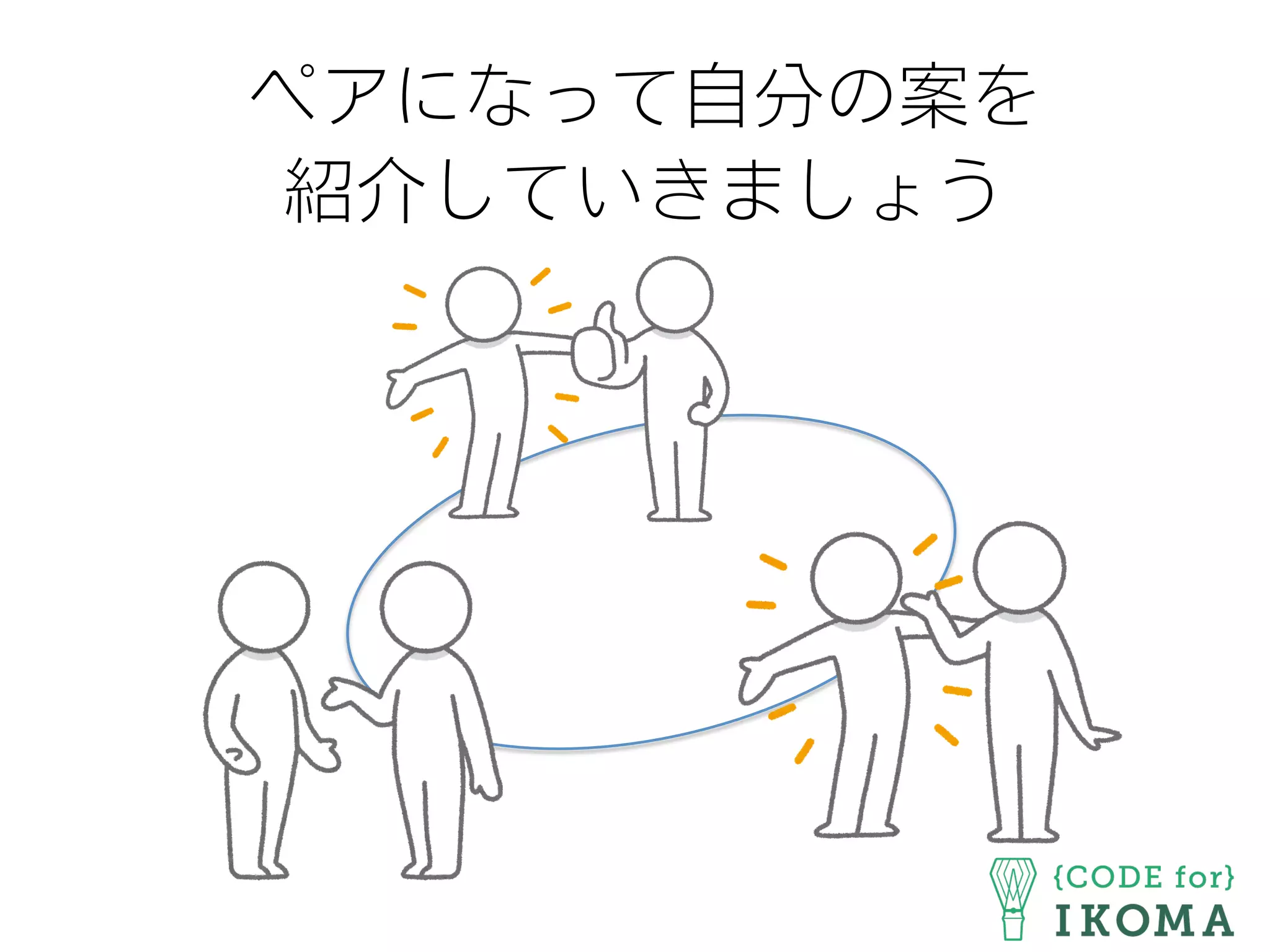 ペアになって自分の案を
紹介していきましょう
 