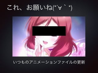 これ、お願いね(*´∀｀*)
いつものアニメーションファイルの更新
 