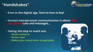 80%
non-verbal
• Shows initiative
• Shows class
• Makes your name more recognizable
 