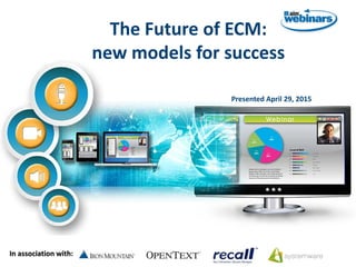 In association with:
The Future of ECM:
new models for success
Presented April 29, 2015
 