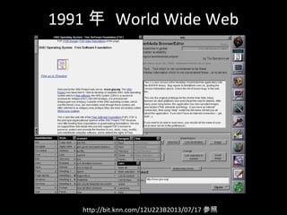 1991  World Wide Web
http://bit.knn.com/12U223B2013/07/17 
 
