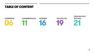 TABLEOFCONTENT
06 11 16 19
VORBEREITEN ZUSAMMENSTELLEN BETREIBEN ZUM SCHLUSS
2
ODDEVEN STELLT
SICH VOR
21
 