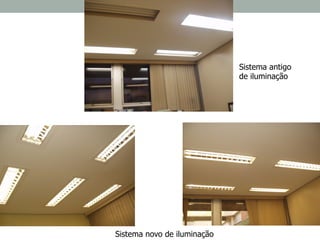 Sistema antigo
de iluminação
Sistema novo de iluminação
 